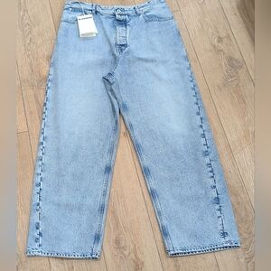 $950 Mens Jil Sander Relaxed Fit Acid Wash Denim Jeans Antartic 34